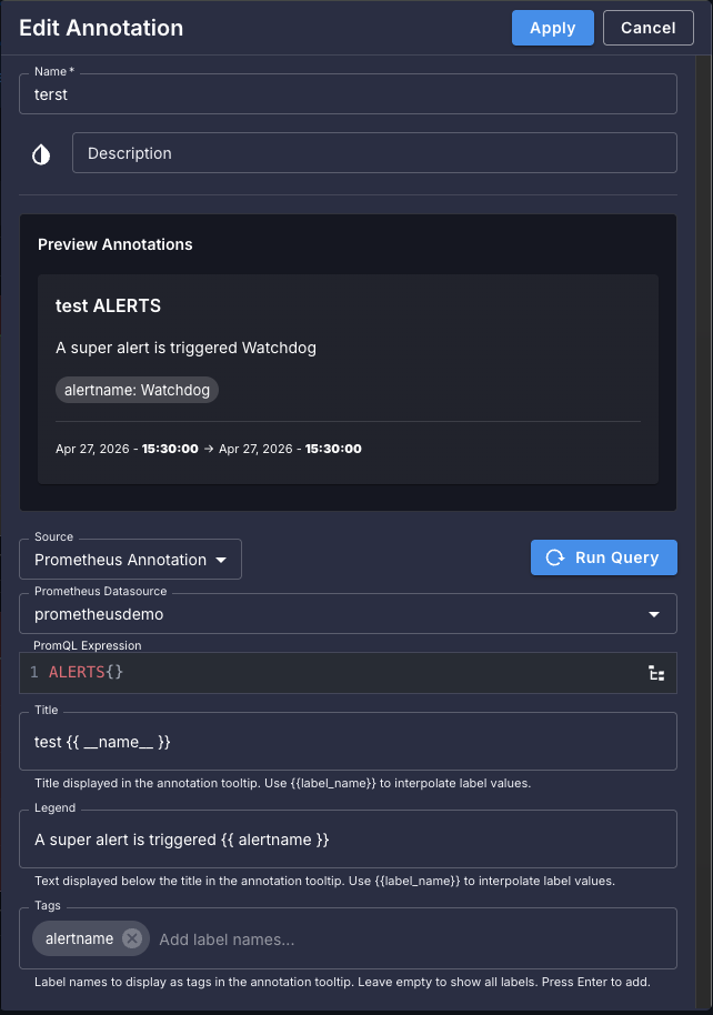 TimeSeries Chart Editor
