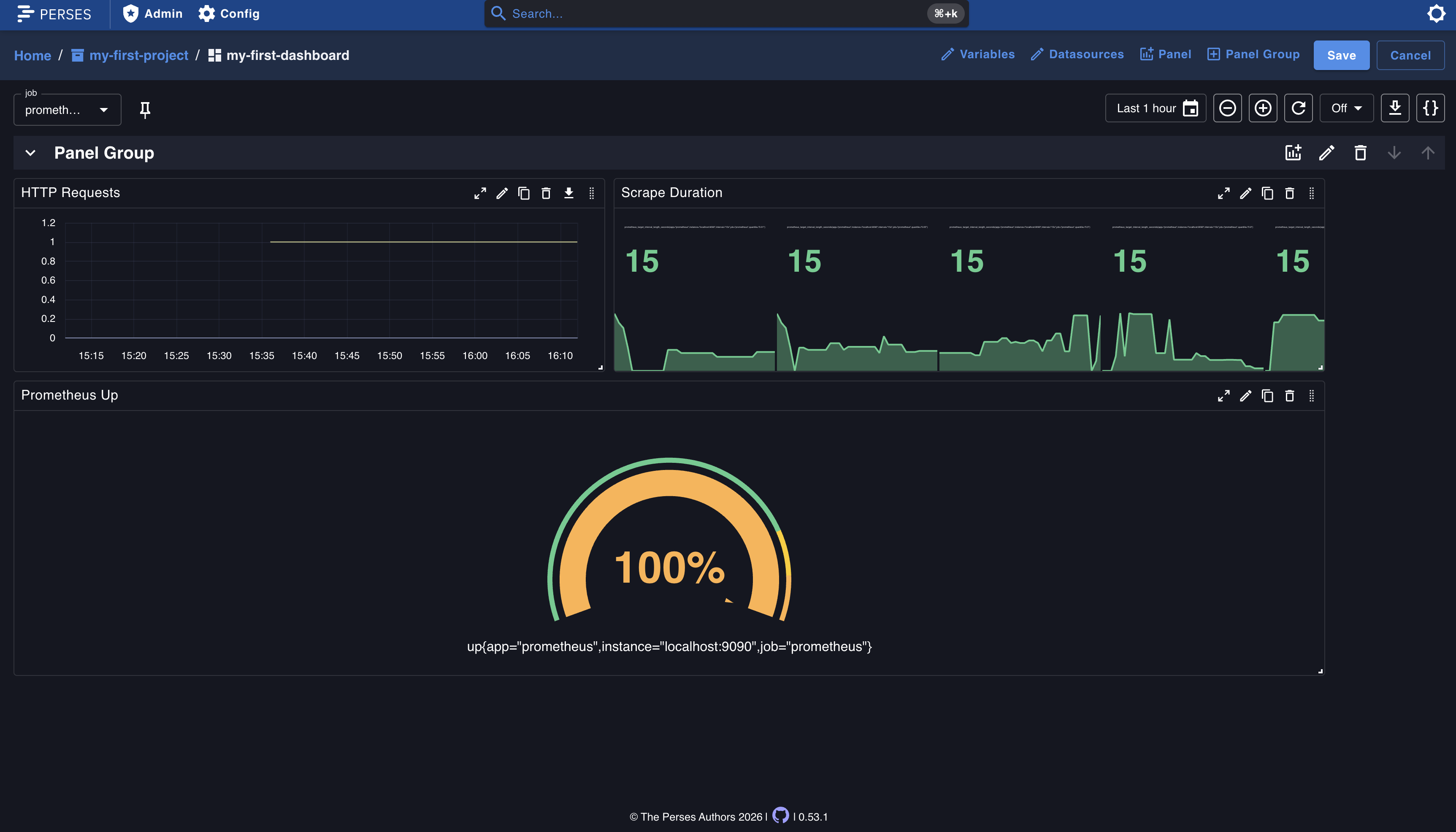 dashboard with variable