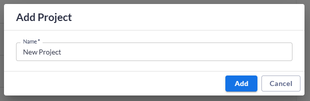 create project pop-up